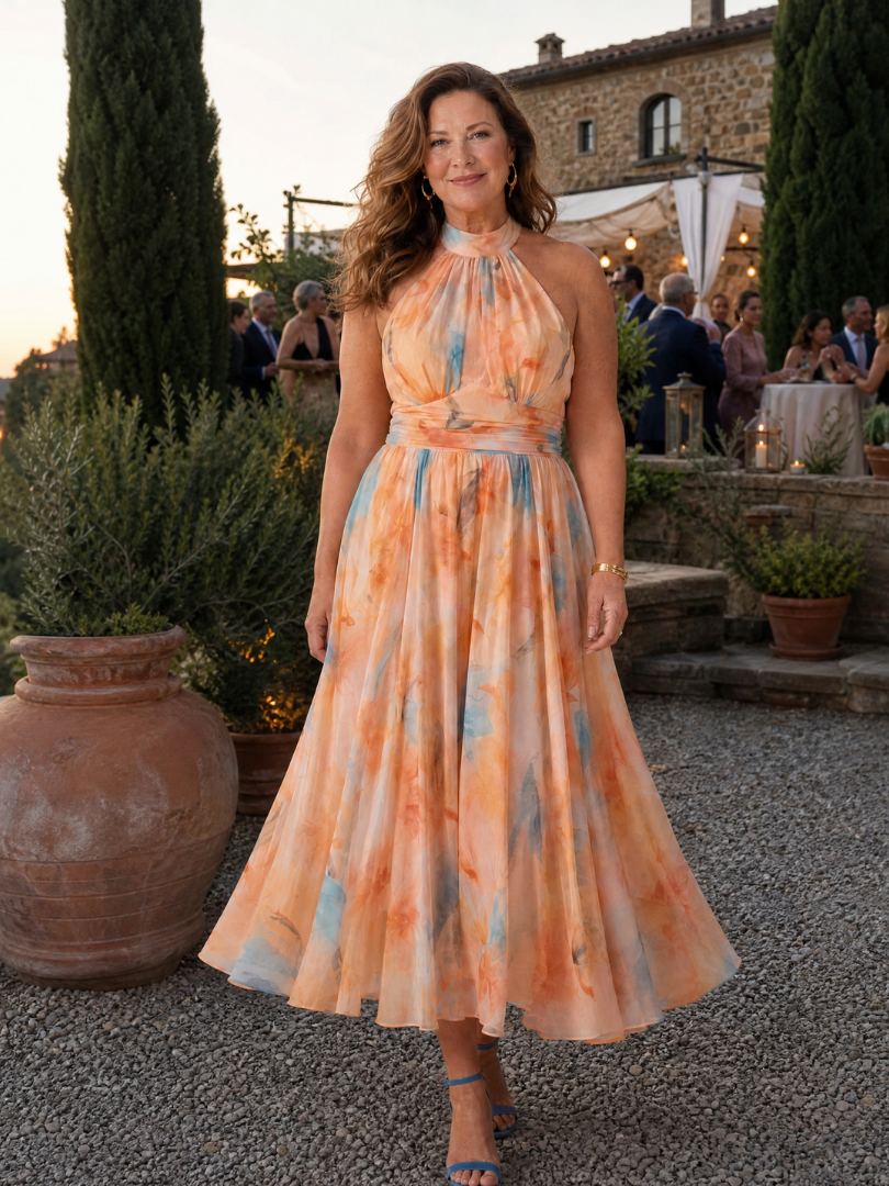NORA | Zachte Halter Maxi Jurk