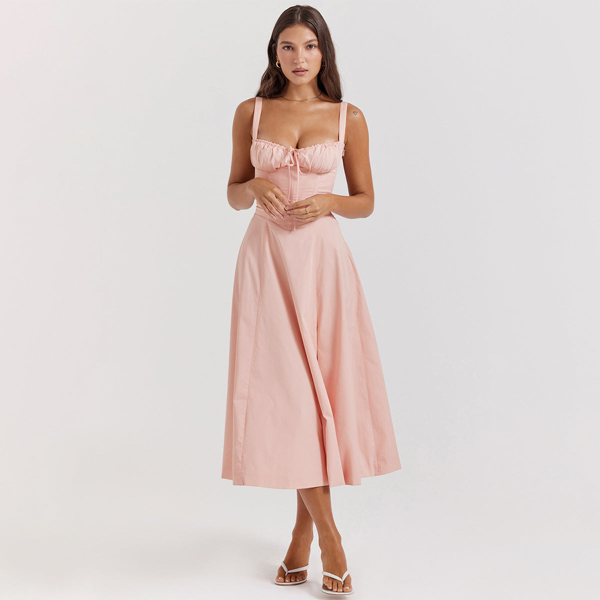 LUCIE | Fit Midi Jurk - Roze