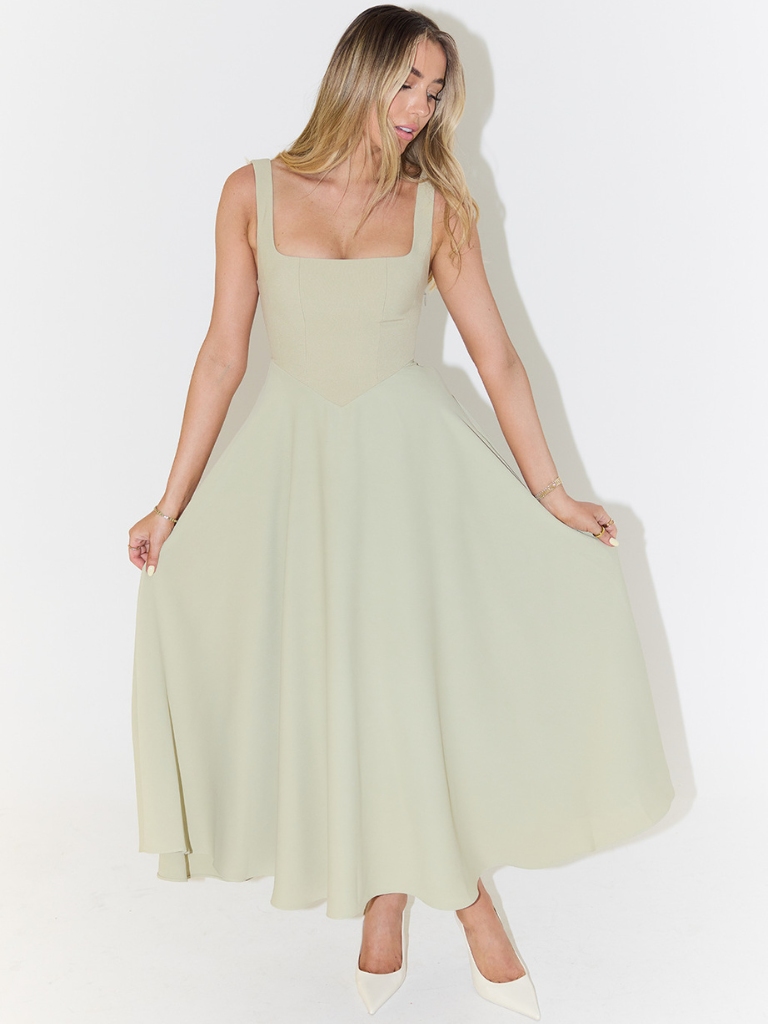 MELIS | Grace Midi Jurk - Salvia