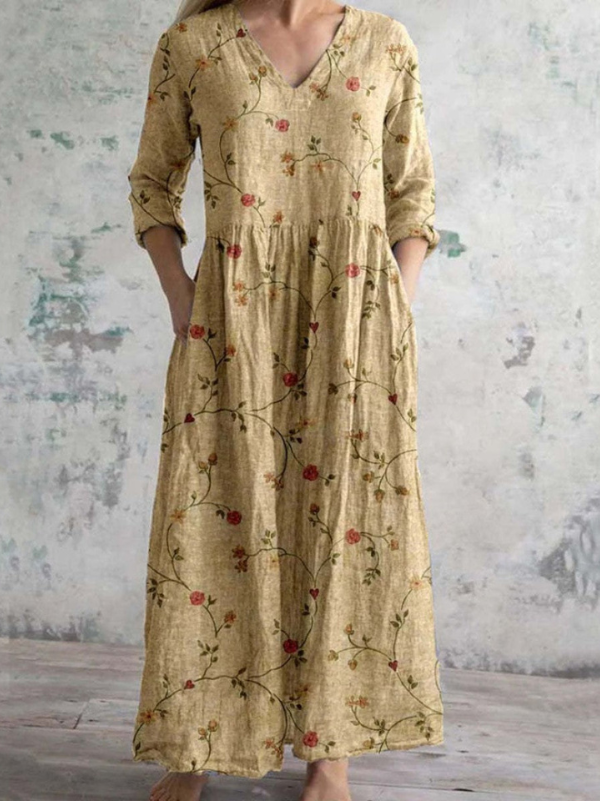 Heidi | Maxi-jurk Met Vintage Bloemenprint