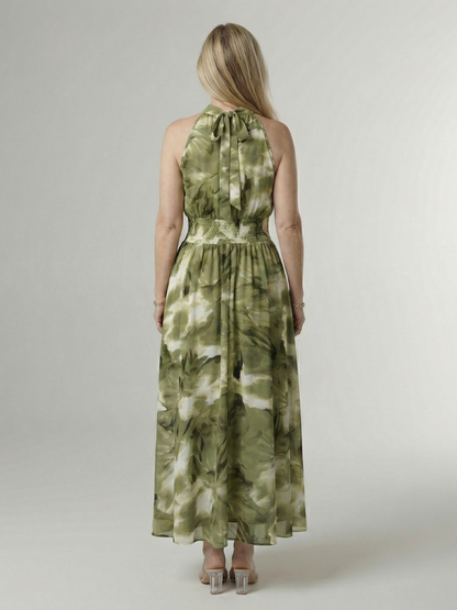 SYLIN | Gathered Halter Midi Jurk