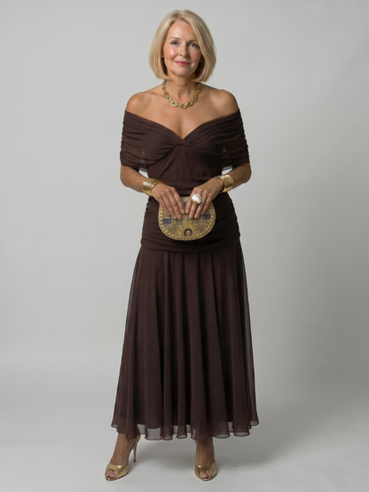 ANNEMARIE | Off Shoulder Flow Maxi Jurk