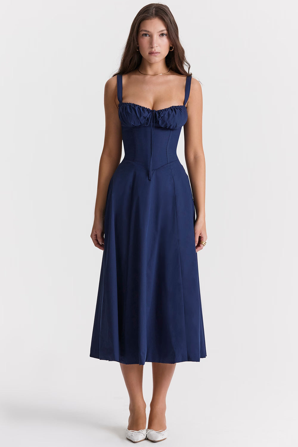 LUCIE | Fit Midi Jurk - Donkerblauw