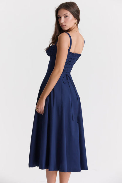 LUCIE | Fit Midi Jurk - Donkerblauw