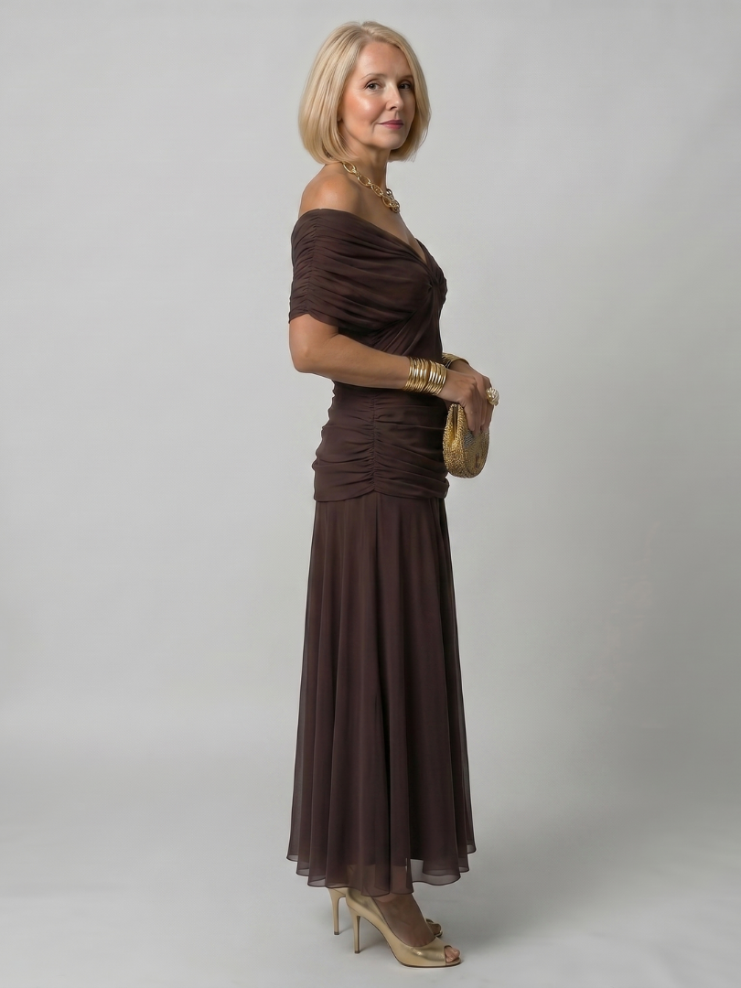 ANNEMARIE | Off Shoulder Flow Maxi Jurk