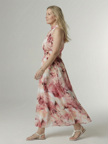 SYLIN | Gathered Halter Midi Jurk