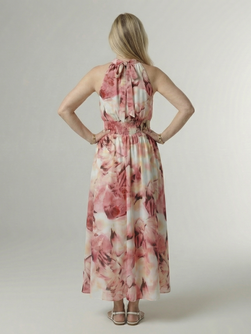 SYLIN | Gathered Halter Midi Jurk