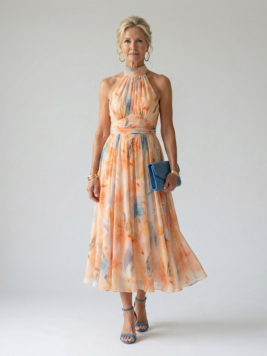 NORA | Zachte Halter Maxi Jurk