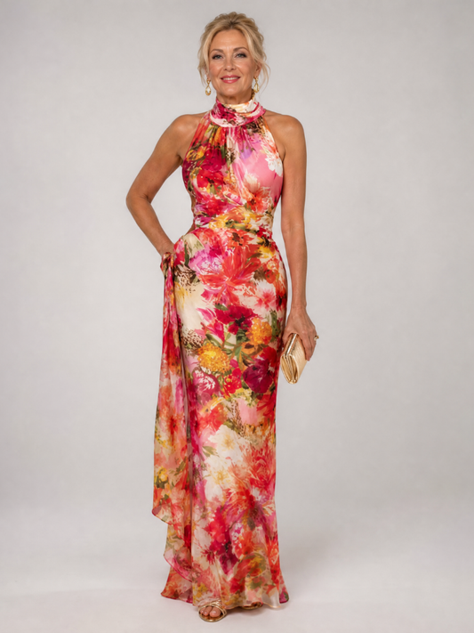 EVA | Halter Bloemenprint Maxi Jurk