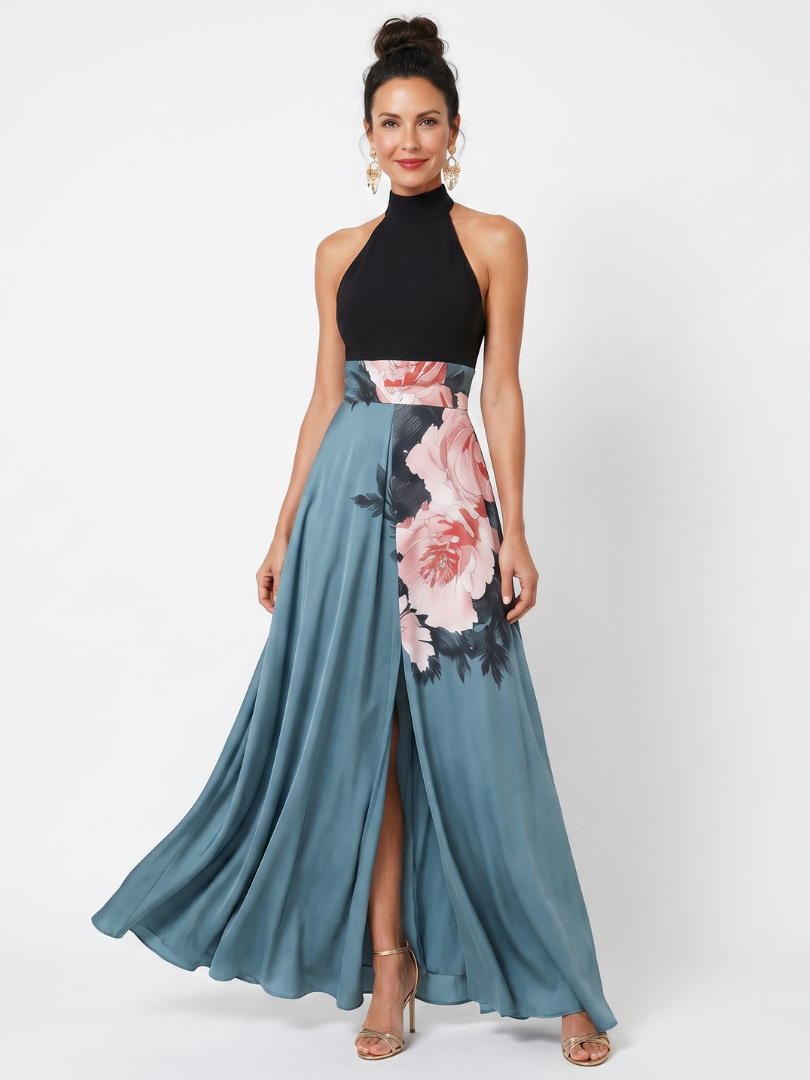 ROSALIE | Halter Bloemen Maxi Jurk