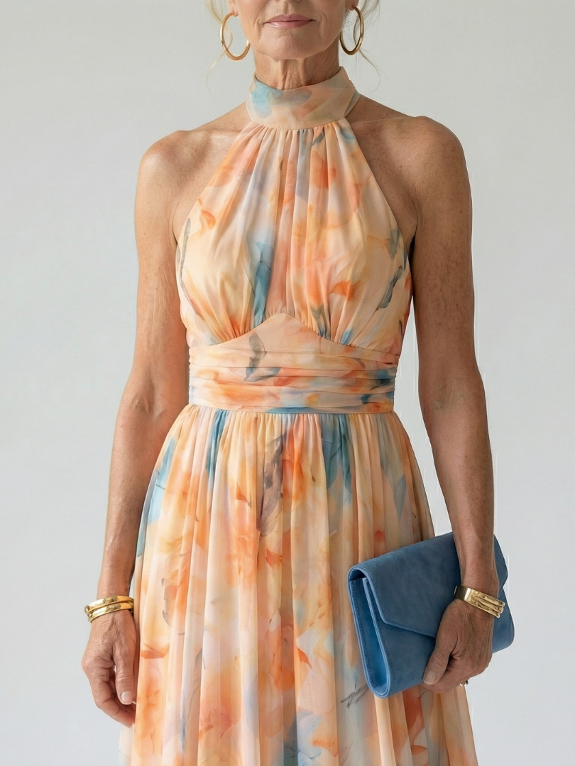 NORA | Zachte Halter Maxi Jurk