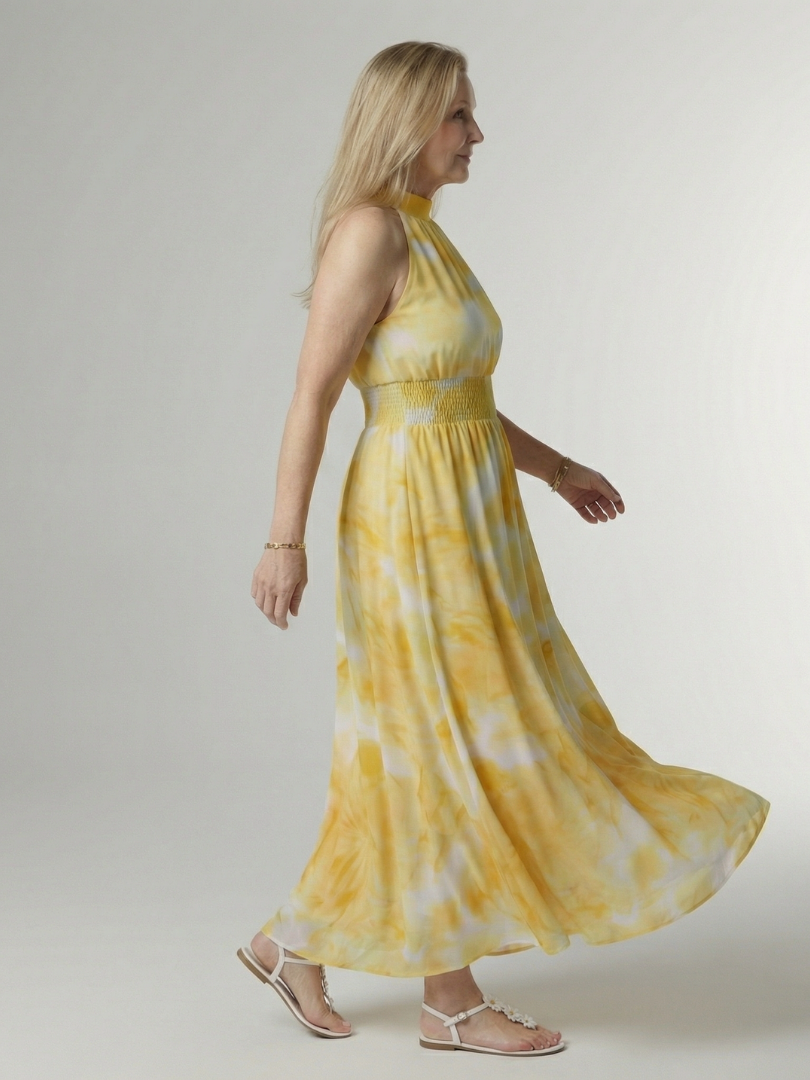 SYLIN | Gathered Halter Midi Jurk