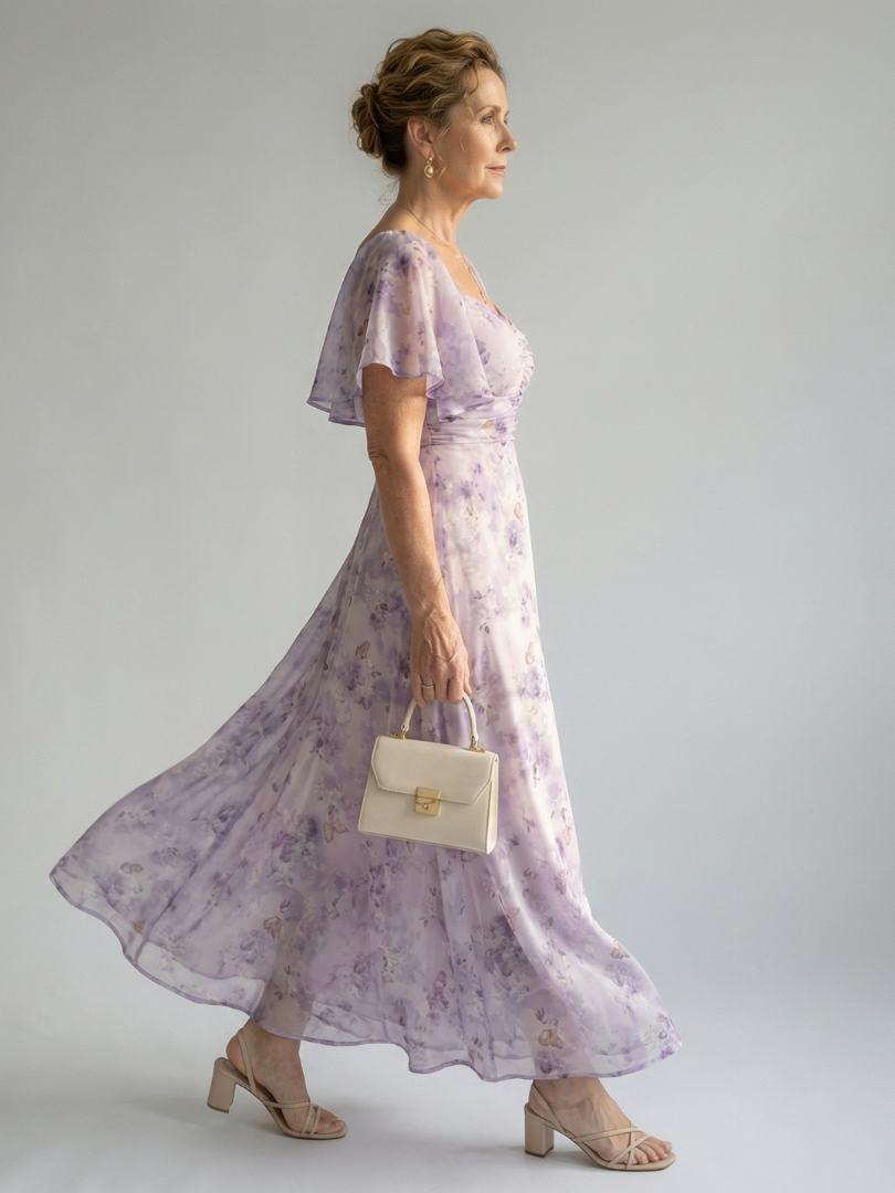 ELISE | Flutter Sleeve Maxi Jurk