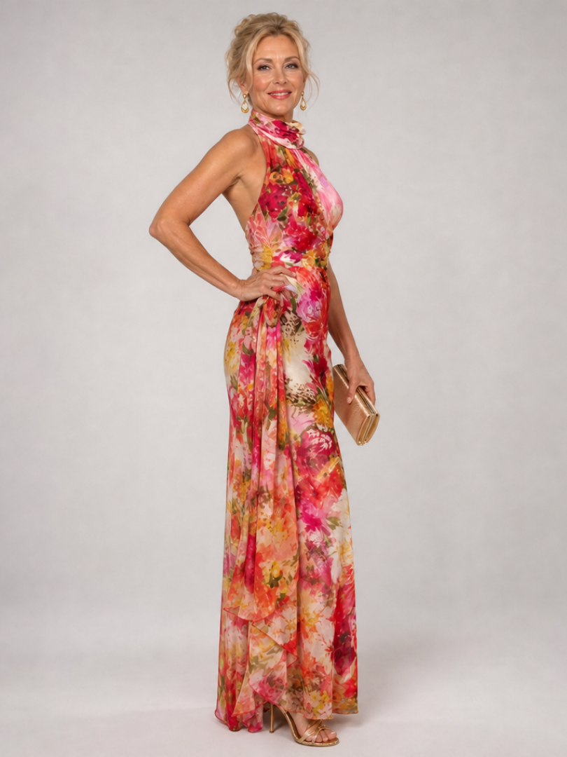 EVA | Halter Bloemenprint Maxi Jurk