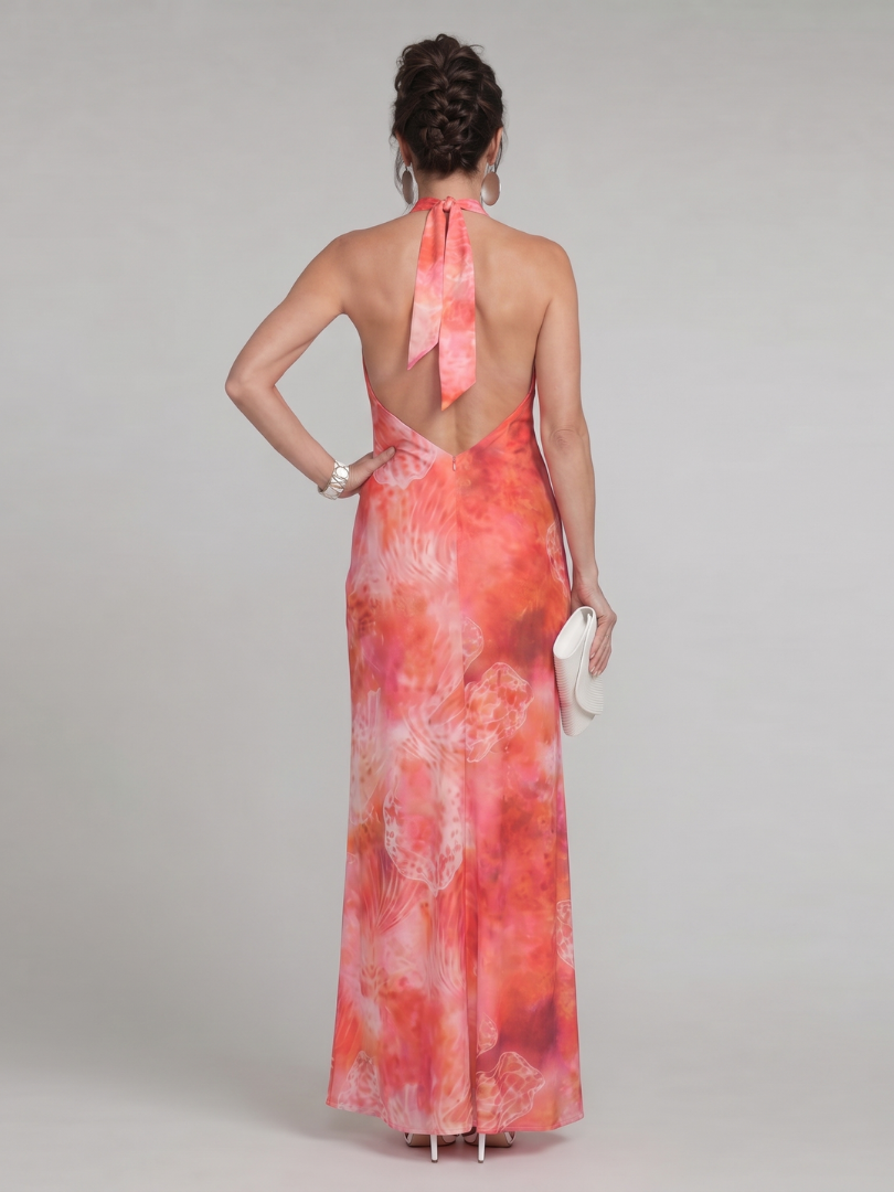 CORALINE | Halter Neck Maxi Jurk met Print