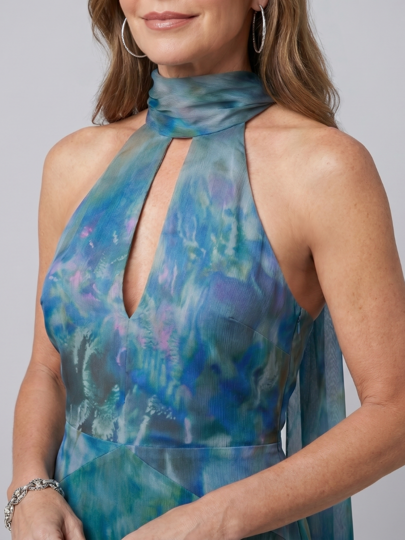 CELINE | Keyhole Halter Maxi Jurk