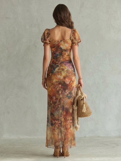 FLEUR | Maxi Jurk met Ruches en Split