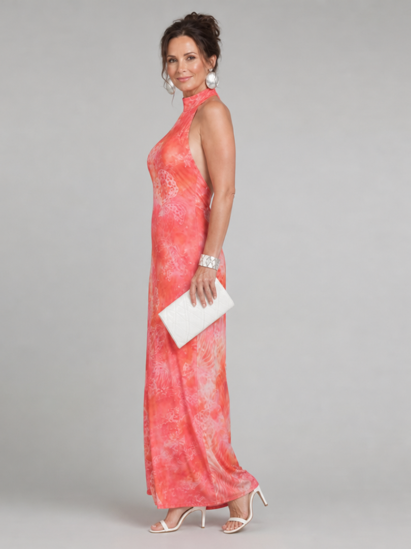 CORALINE | Halter Neck Maxi Jurk met Print