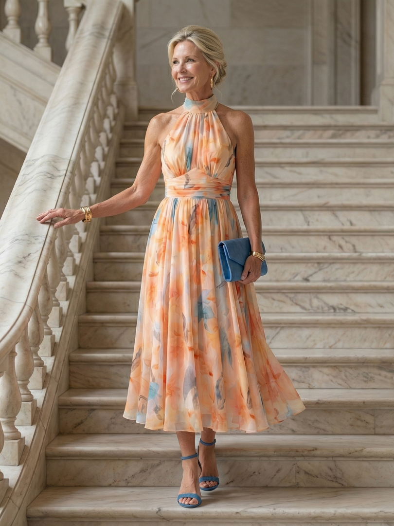 NORA | Zachte Halter Maxi Jurk