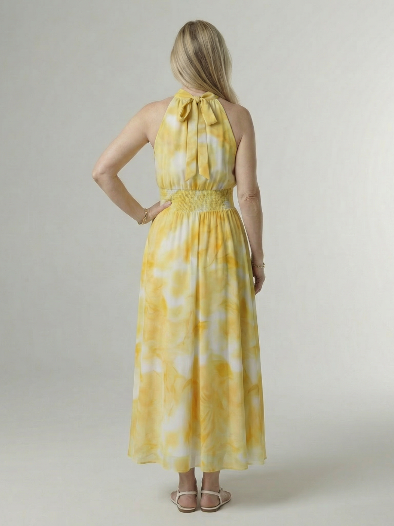 SYLIN | Gathered Halter Midi Jurk