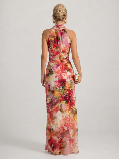 EVA | Halter Bloemenprint Maxi Jurk