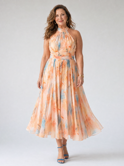 NORA | Zachte Halter Maxi Jurk