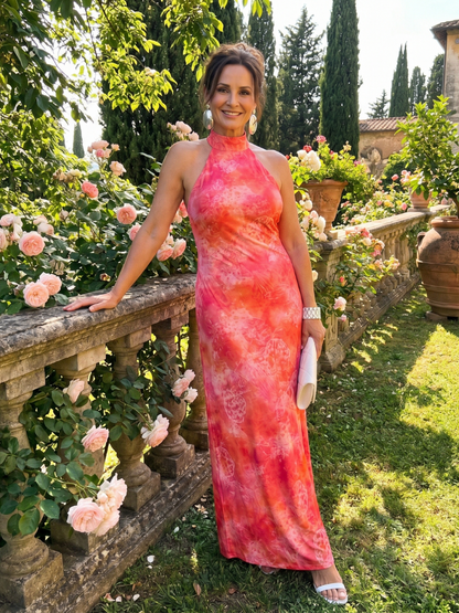 CORALINE | Halter Neck Maxi Jurk met Print