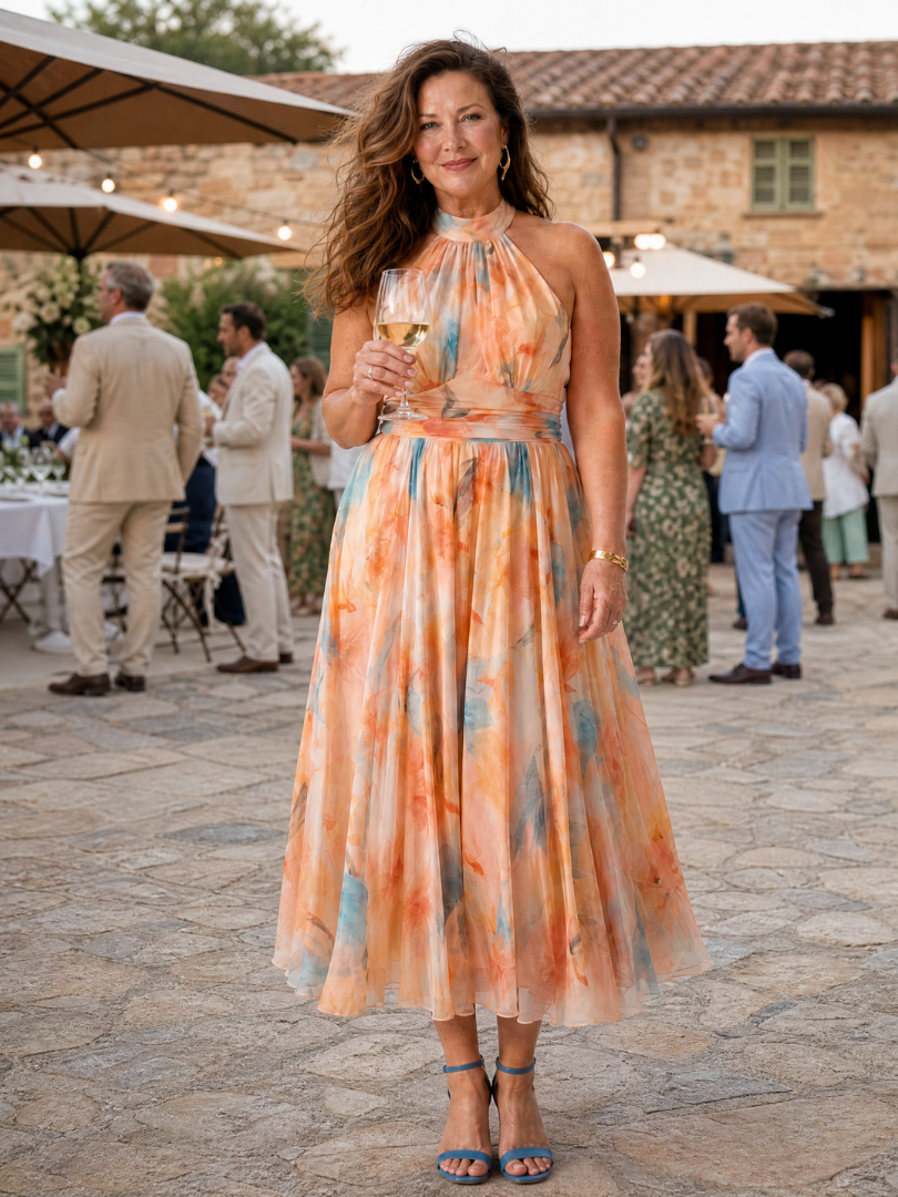 NORA | Zachte Halter Maxi Jurk