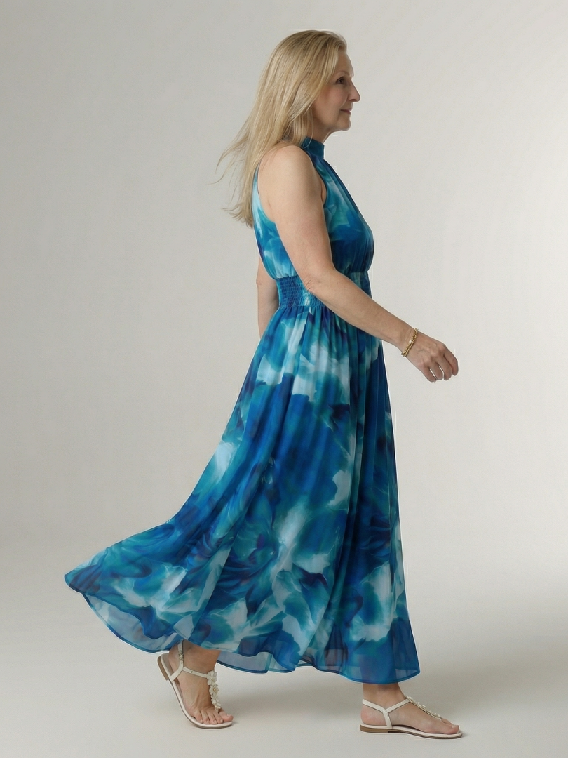 SYLIN | Gathered Halter Midi Jurk