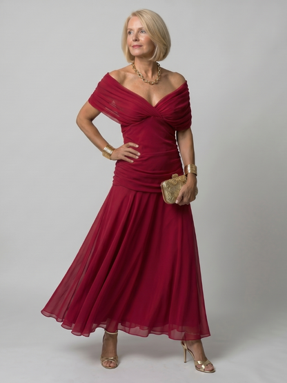 ANNEMARIE | Off Shoulder Flow Maxi Jurk