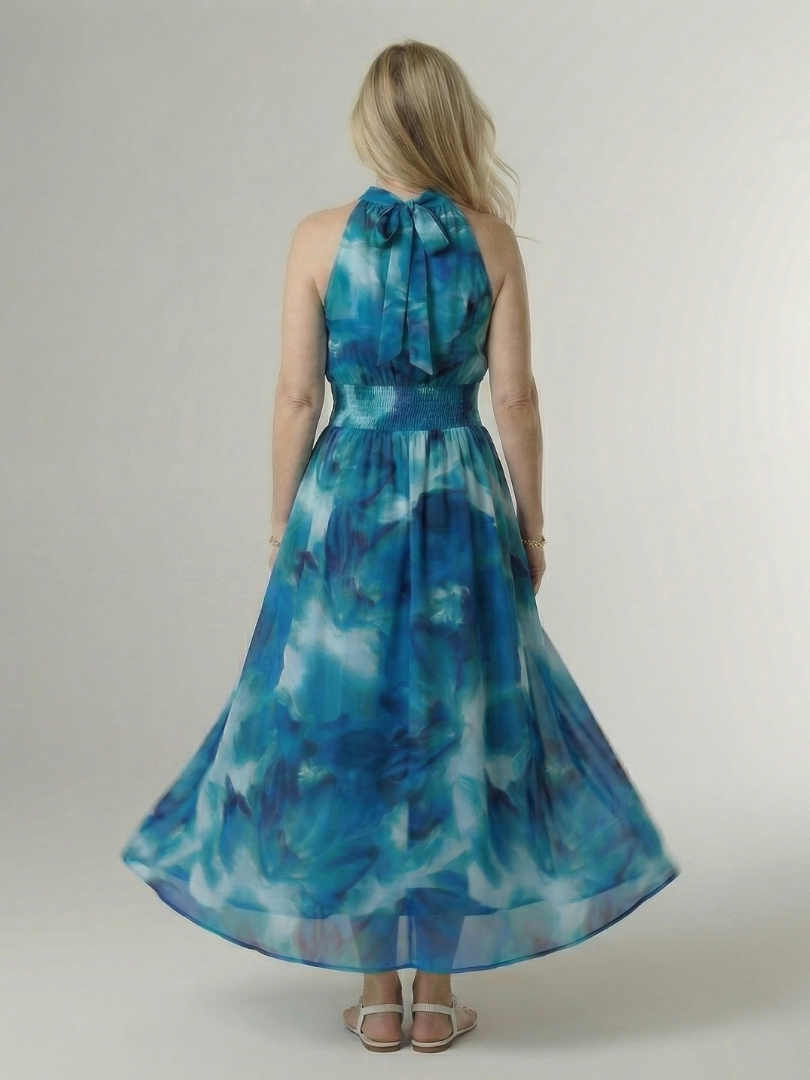 SYLIN | Gathered Halter Midi Jurk