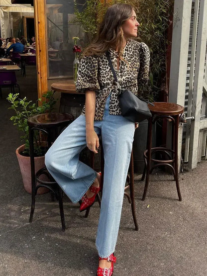 SIGRID - Elegante Luipaardblouse