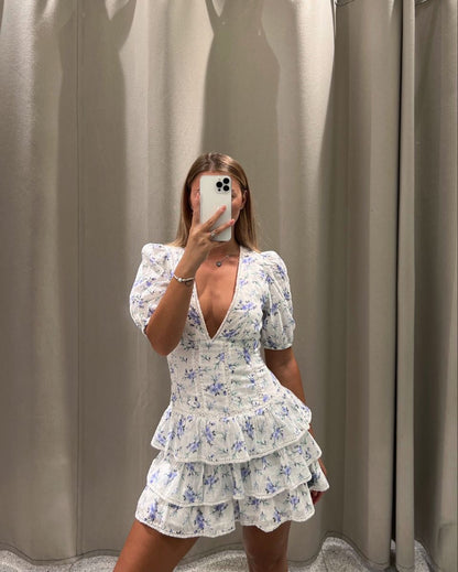 CHRISTINE | Bloemen Mini Jurk