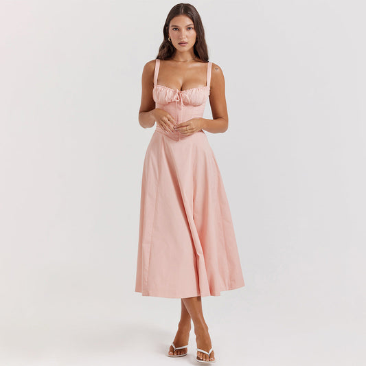 LUCIE | Fit Midi Jurk - Roze