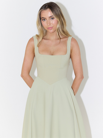 MELIS | Grace Midi Jurk - Salvia