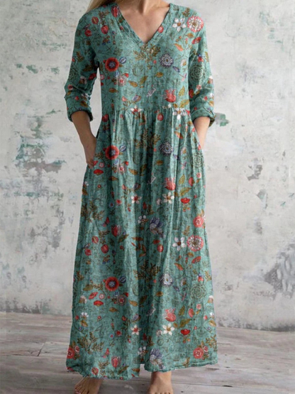 Heidi | Maxi-jurk Met Vintage Bloemenprint
