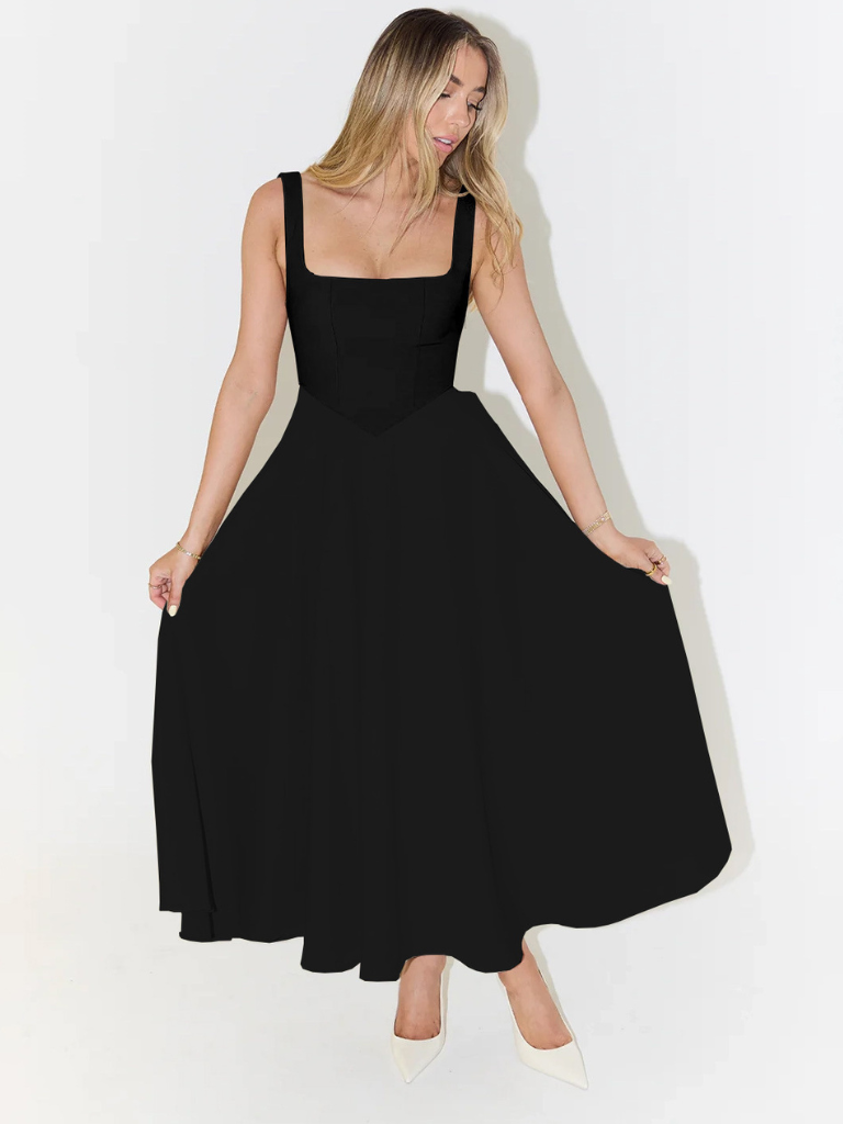 MELIS | Grace Midi Jurk - Zwart