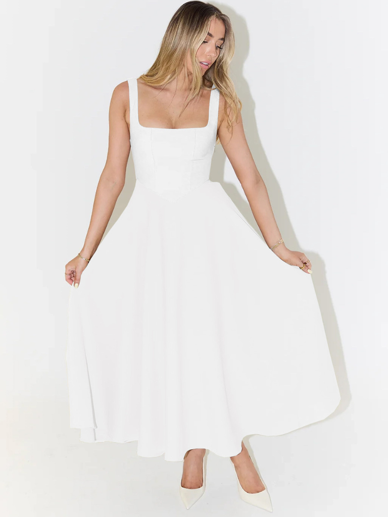 MELIS | Grace Midi Jurk - Wit