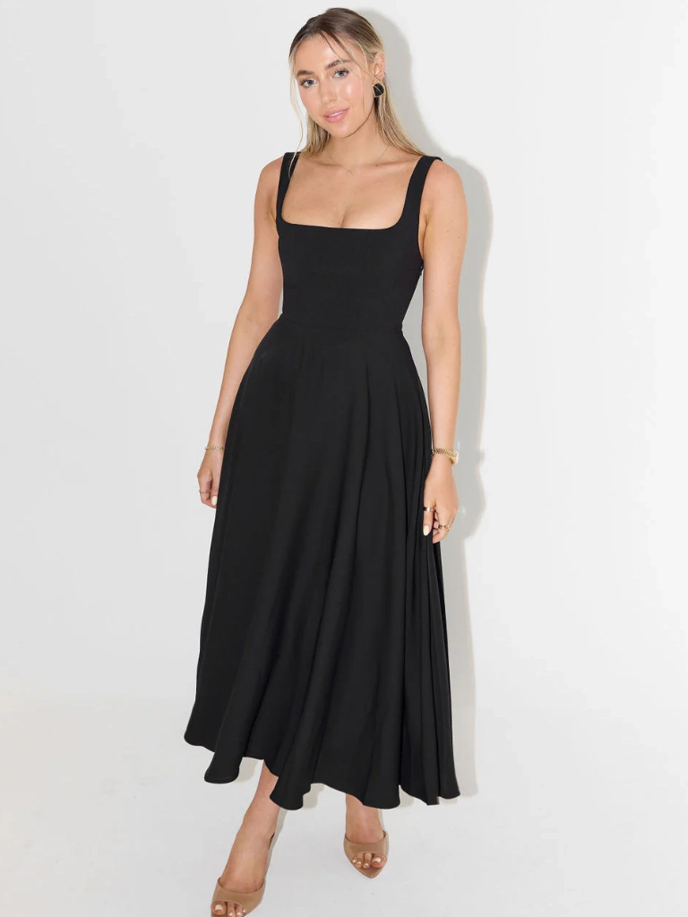 MELIS | Grace Midi Jurk - Zwart