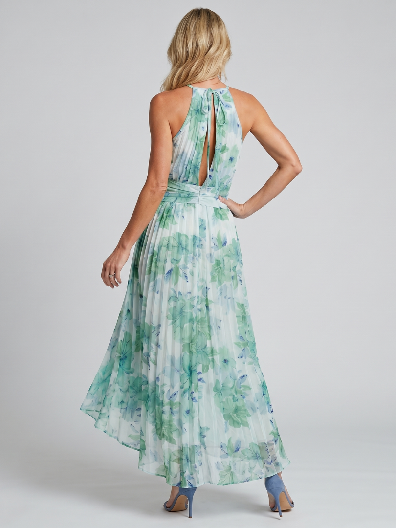 ELISE | Geplooide Halter Maxi Jurk