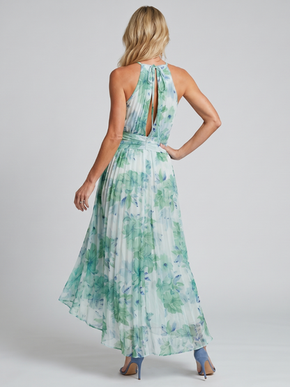 ELISE | Geplooide Halter Maxi Jurk