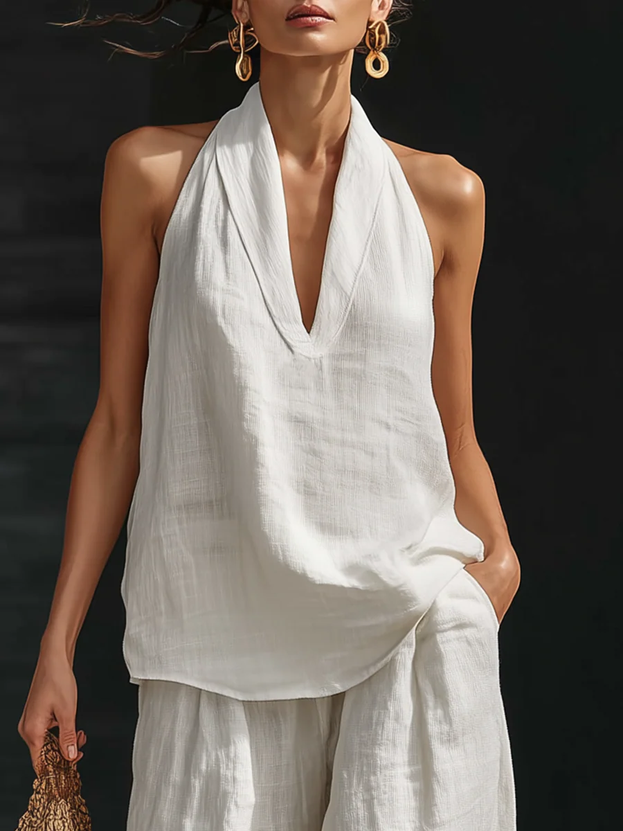 ZOE | Mouwloze Wide-Leg Set