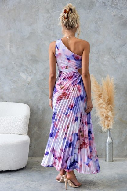 ELLA | One-Shoulder Geplooide Midi Jurk