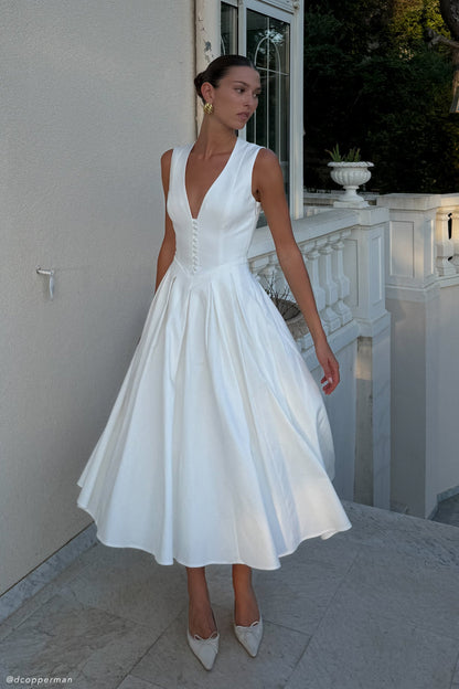 CHRISTINE | Mouwloze midi-jurk