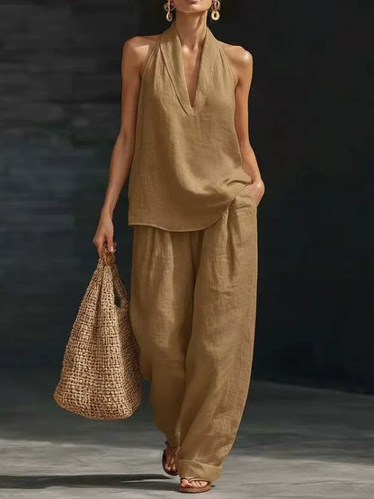 ZOE | Mouwloze Wide-Leg Set