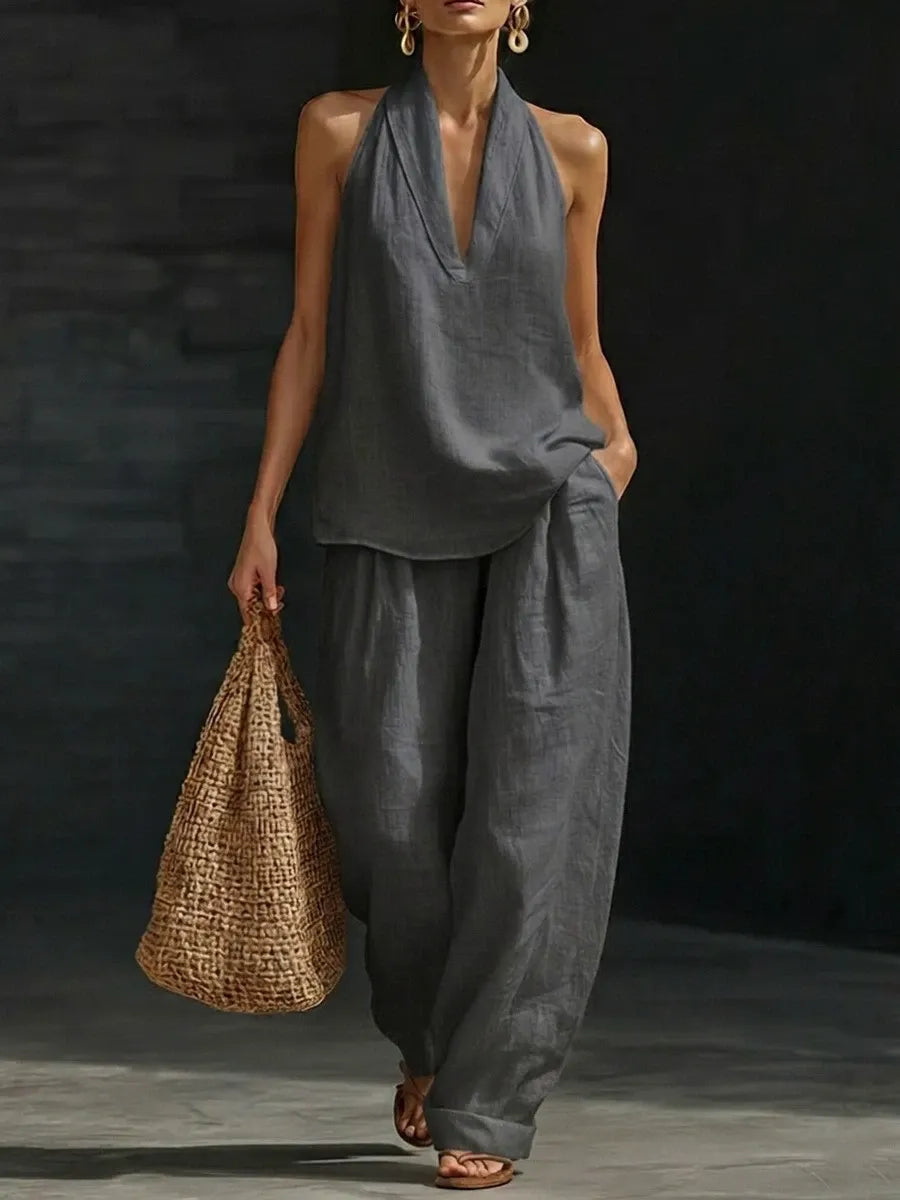 ZOE | Mouwloze Wide-Leg Set