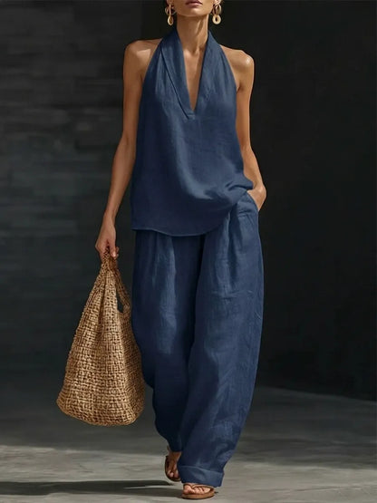ZOE | Mouwloze Wide-Leg Set