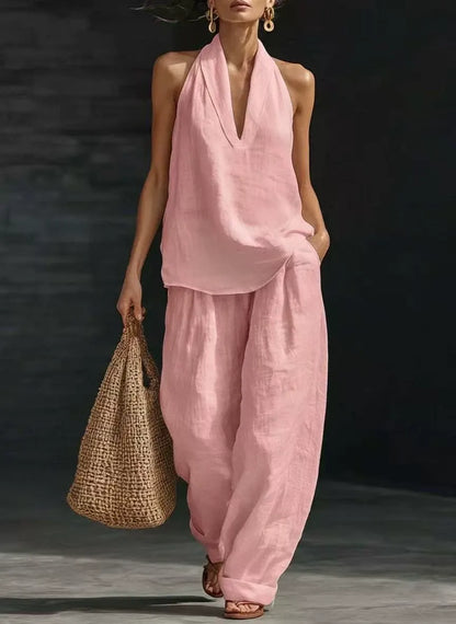 ZOE | Mouwloze Wide-Leg Set