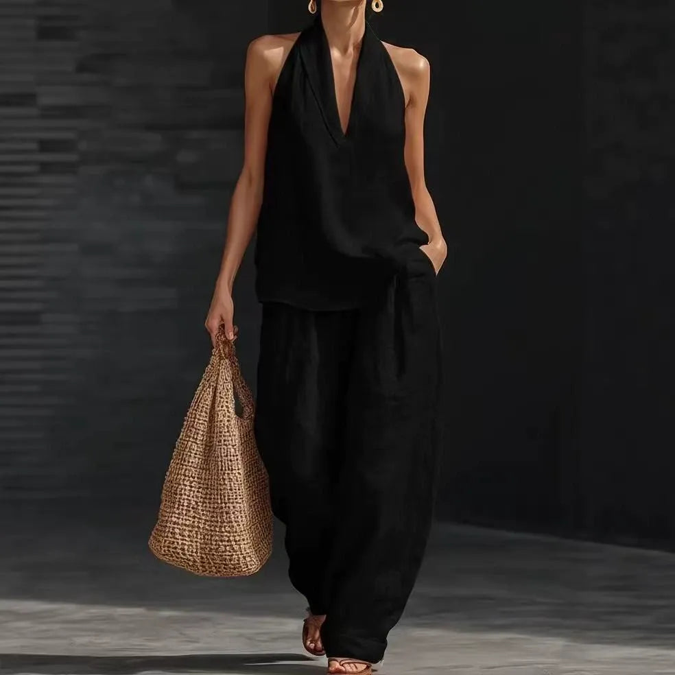 ZOE | Mouwloze Wide-Leg Set