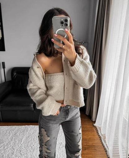 AGNES | Elegante Bouclé Gebreide Vest